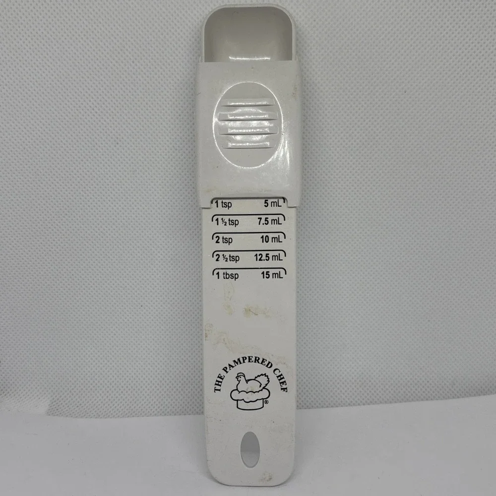The Pampered Chef White Adjustable Measuring Spoon Tablespoon-Teaspoon